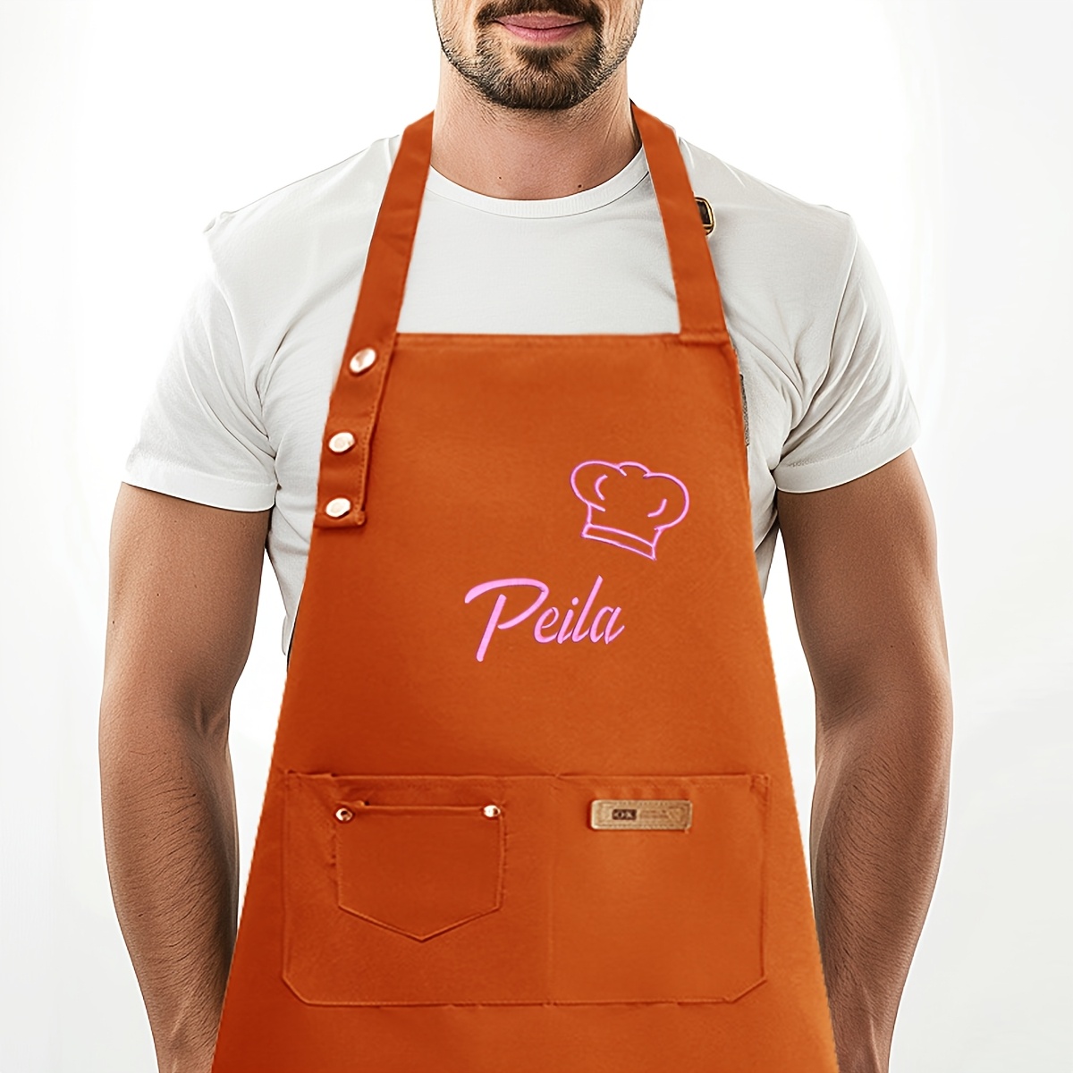 TEMU Tablier personnalisé avec nom brodé, Tablier de cuisine personnalisé, Tablier personnalisé pour homme, Tablier de chef personnalisable, Tablier