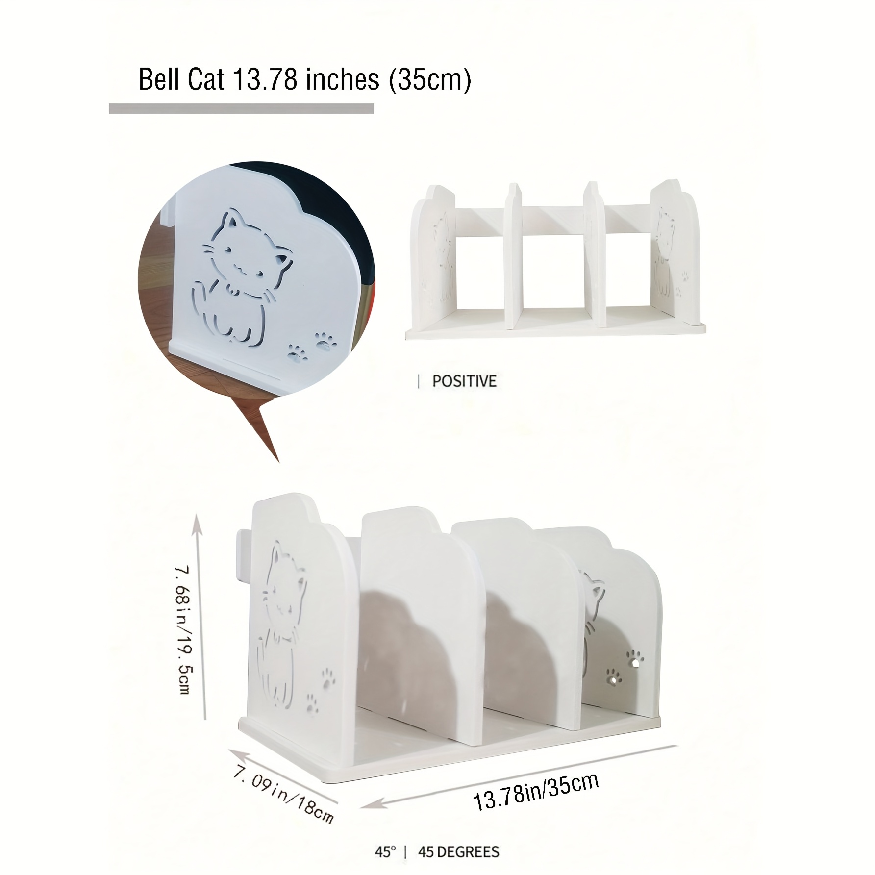 TEMU Thickened Pvc Easy Desktop Cartoon Kitten Bookshelf Suitable For , Office Desktop Bookshelf, Living Room Magazine And Book Storage Rack, Bedroom