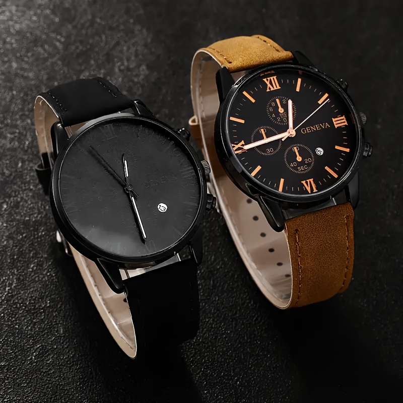 2pcs reloj de cuarzo de moda para hombre 2