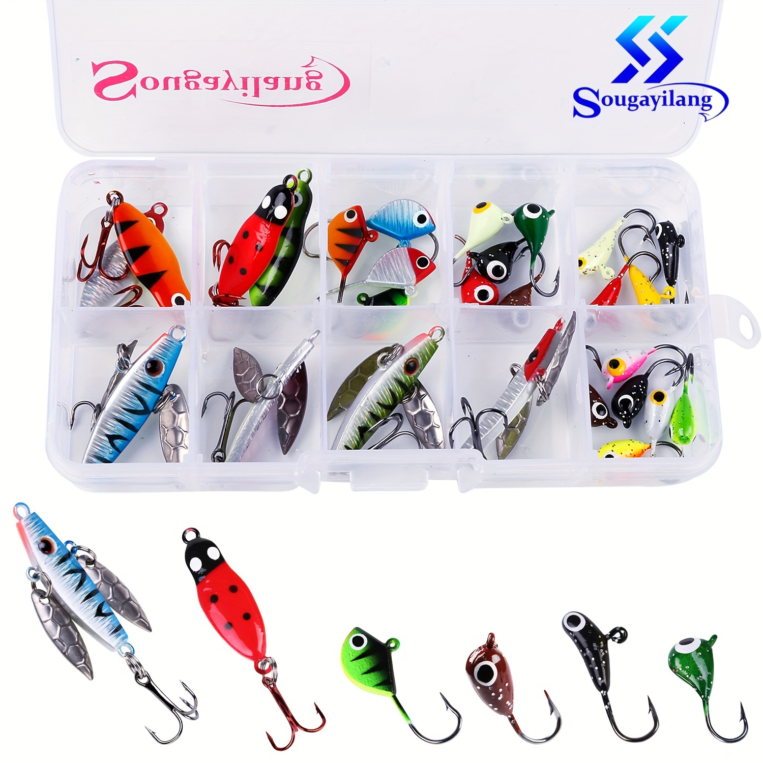 

Sougayilang 27pcs Ice Fishing Jig Set - -the-dark, High-performance Lures For Crappie & - Includes Storage Box