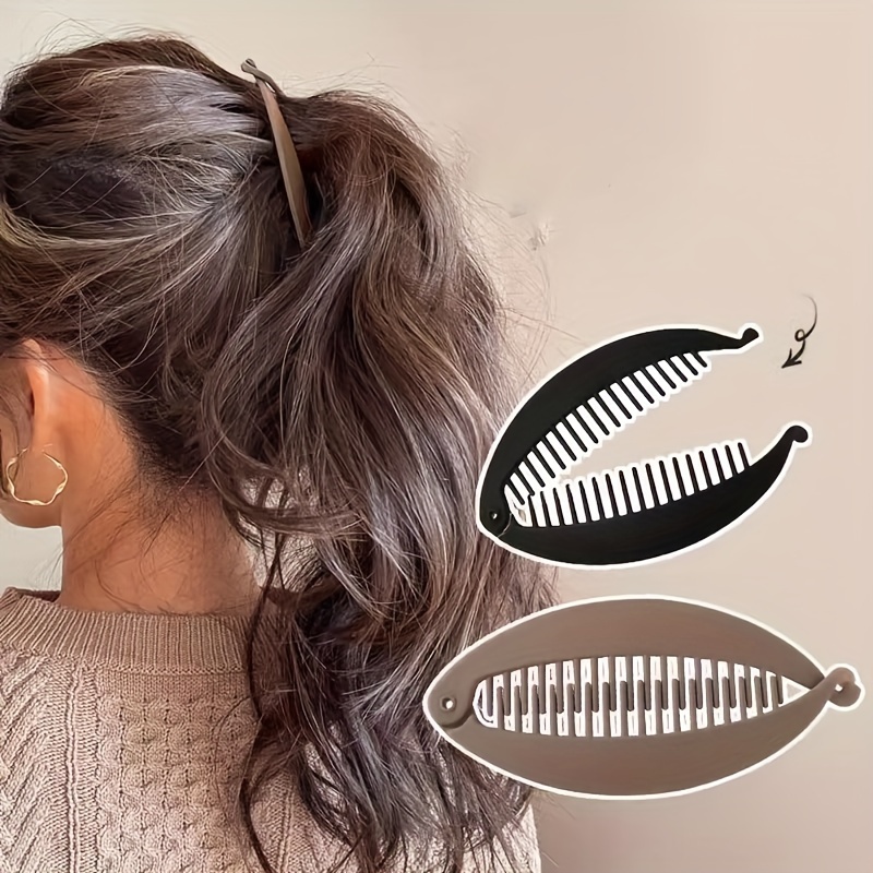 

Pince à cheveux en bambou - Unique, en plastique, de elliptique, avec un design en dentelle, adaptée aux personnes de 14 ans et plus