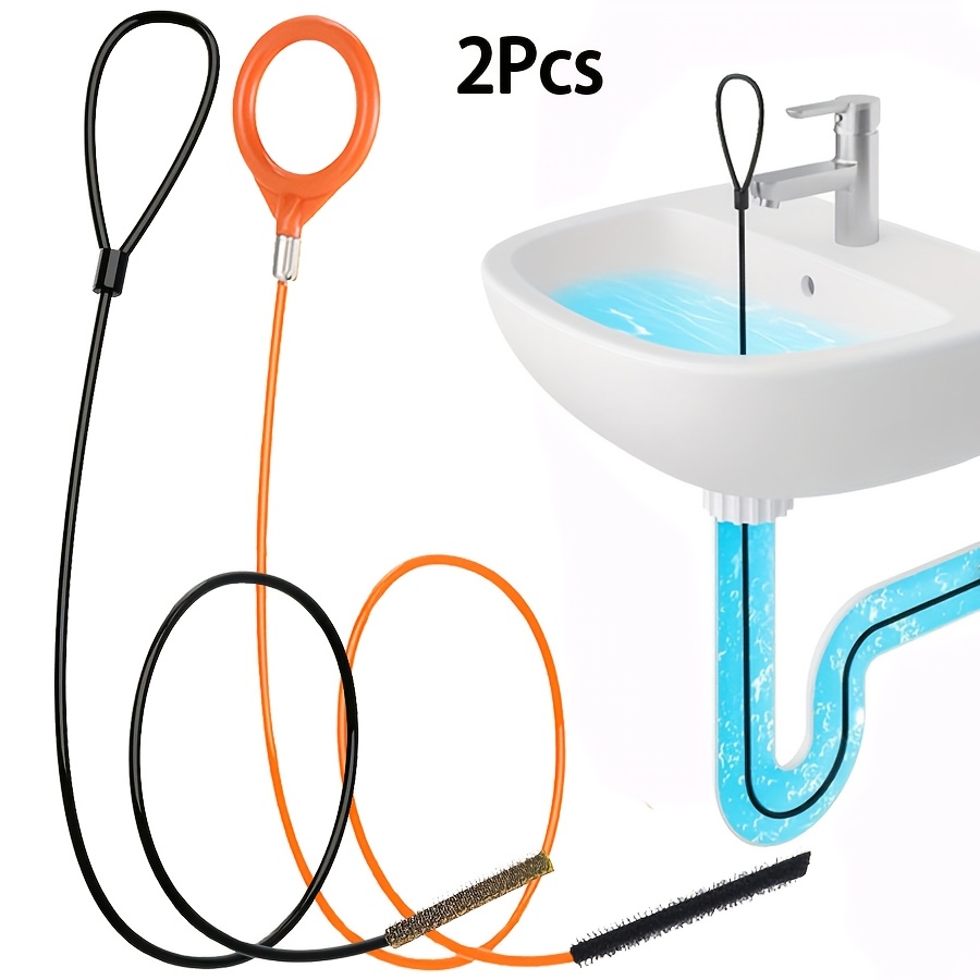 2pcs Drain Pipe Unclogging Tool Set, Plastic Drain Pipe Unclogger, Designed Specifically For Removing Hair From Shower Rooms, Kitchen Sinks, Bathtubs, And Bathroom Pipes, Hair During Drain Cleaning.