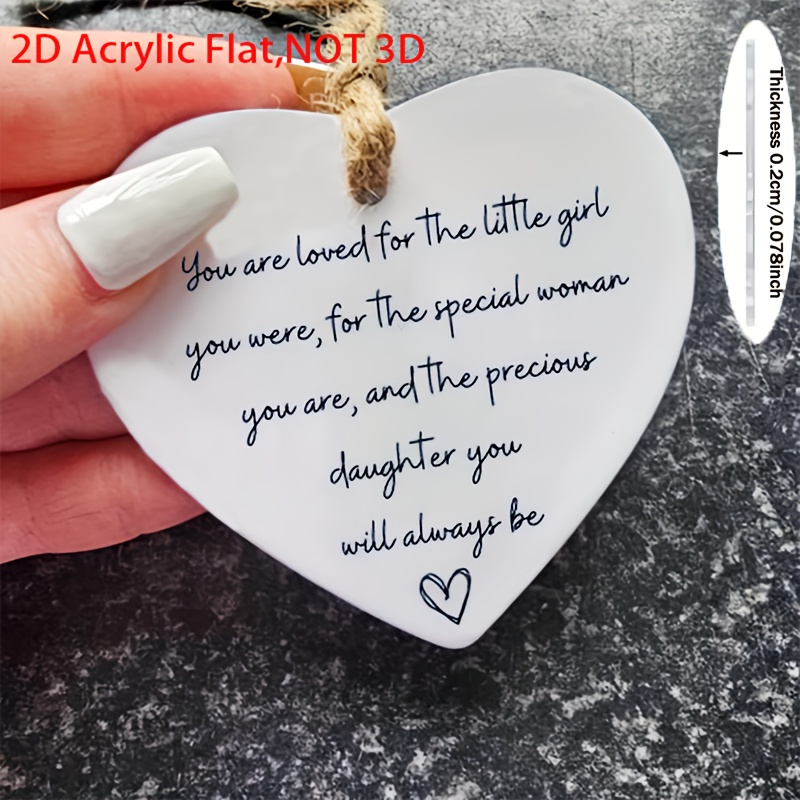 2d flat 1pc heart shaped daughter keepsake gift with parent to daughter   birthday christmas decoration no electricity needed   decor for girls women special occasions thoughtful present from mom or dad festive ornament vibrant acrylic handcrafted look   design lightweight ornament hanging ornament 2d flat