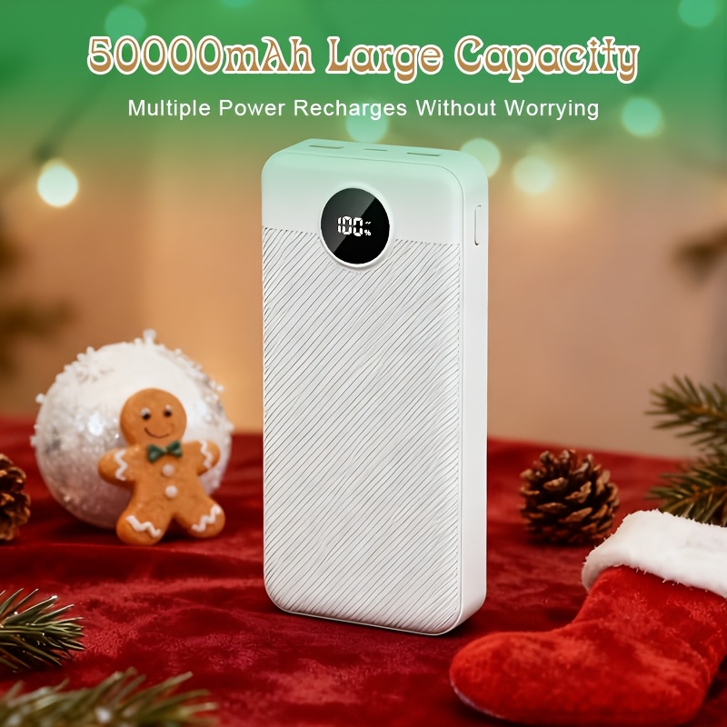 50000mah Power Bank, Portable Mobile Power Supply, Fast Charging, Display Screen, Emergency Power Supply, Can Charge Multiple Devices At Time, Safe Lithium Polymer Battery, Long