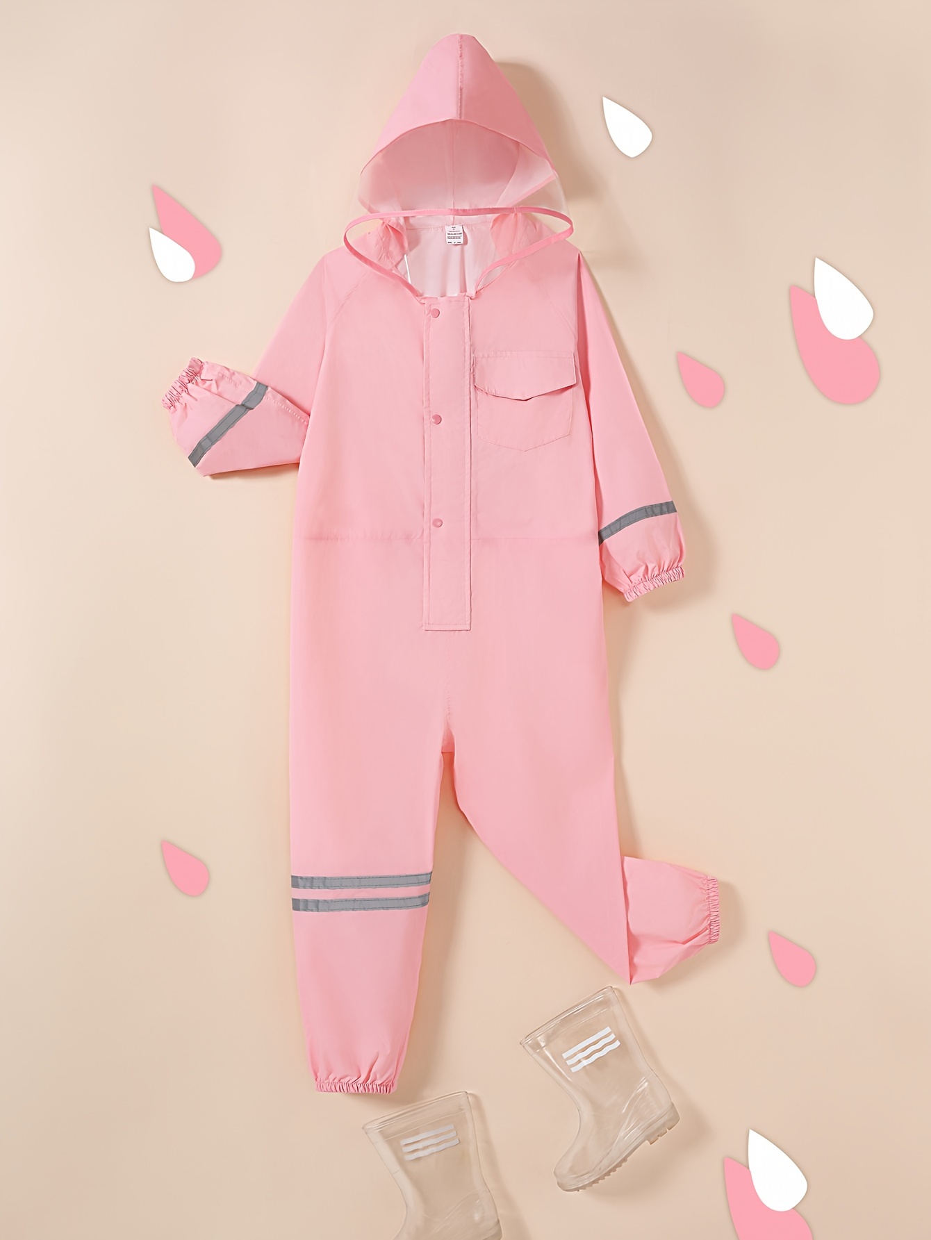 girls' cute hooded raincoat pants set windproof polyester Temu