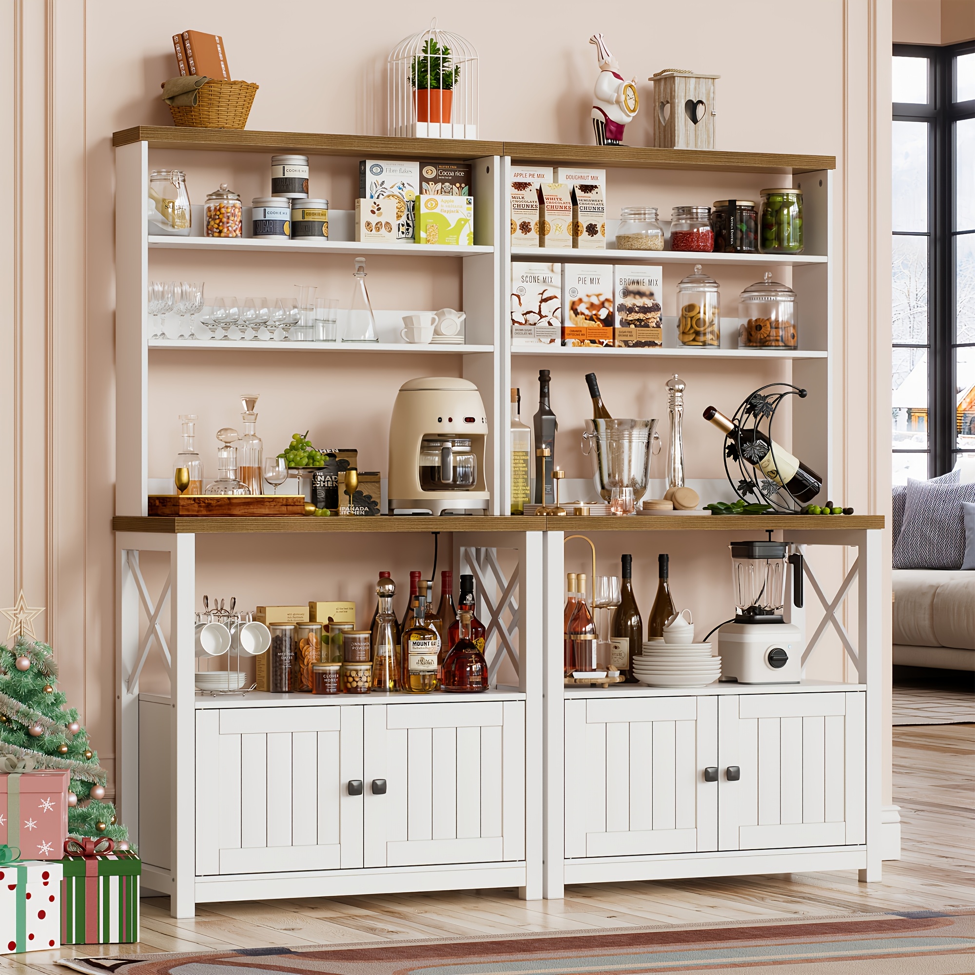 TEMU Cabinets, Sideboards, Kitchen Cabinets With Countertops, Kitchen Dining Cabinets With 2 Shelves And Storage Compartments, Dish Cabinets, Dining