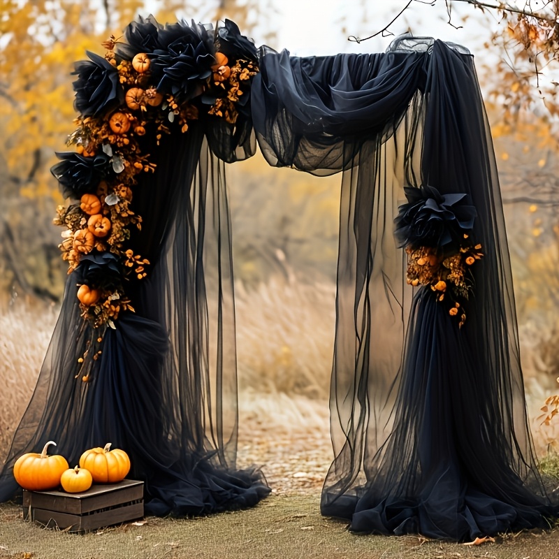 TEMU Tulle a rete in poliestere da 12,4 , drappeggio traslucido ad , tulle per decorazioni di Halloween con , festa delle caramelle, decorazione per