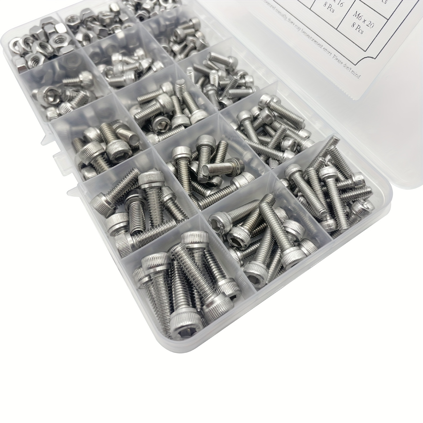 324pcs Stainless Steel Screw And Nut Set - M4, M5, M6 Sizes With Hexagon Socket Bolts & Nuts, Metric