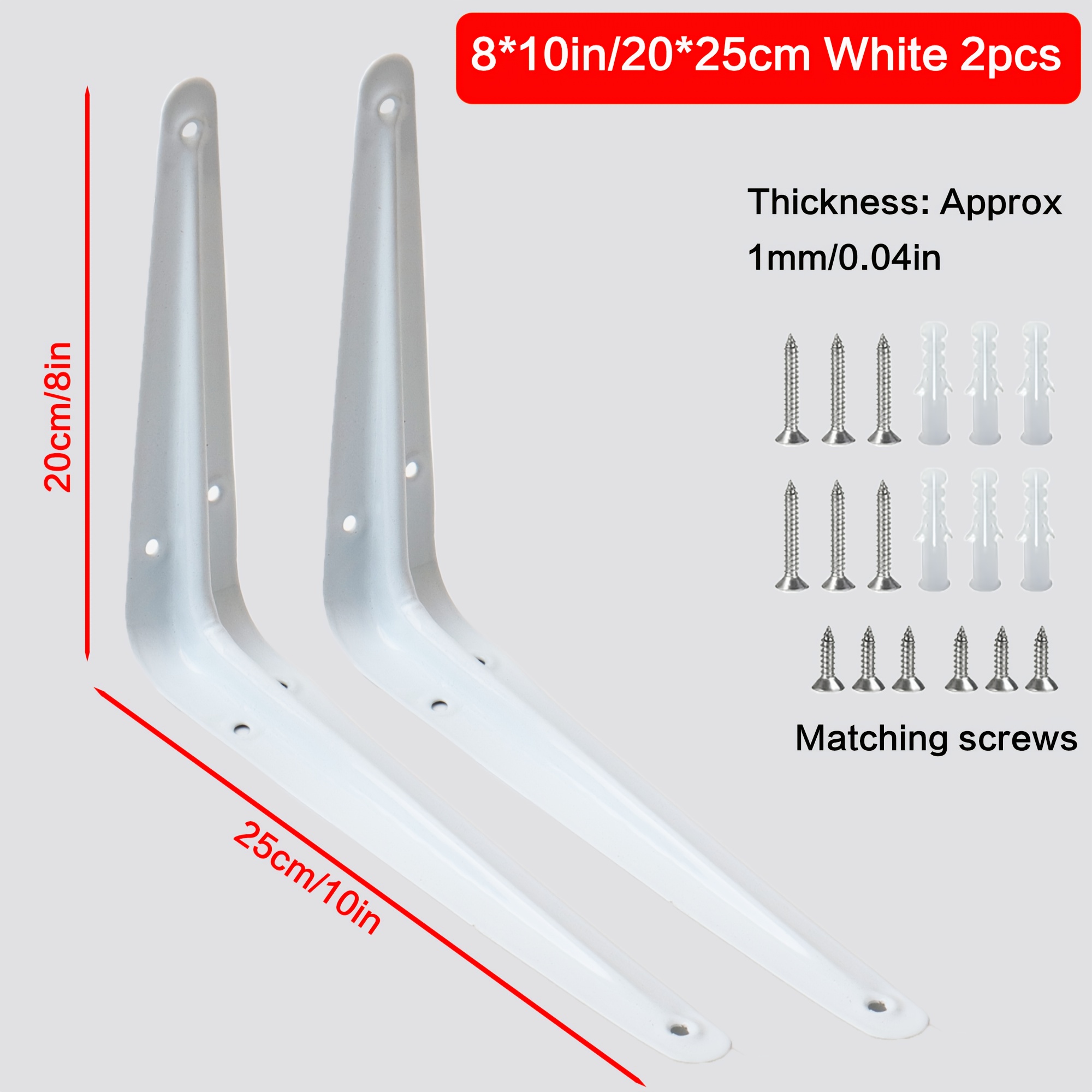 TEMU 2pcs, Shelf Bracket White Black Metal Triangle 90 Degree Angle Connector Shelf Bracket With Screws For Kitchen, Office And Storage Racks