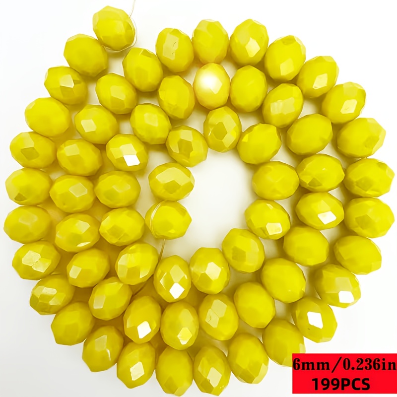 TEMU 199 piezas para hacer joyería DIY - 199 piezas de cuentas de porcelana amarilla para rueda de vidrio, cuentas esféricas facetadas de 4-8 mm con