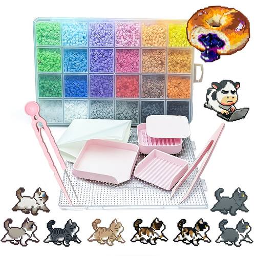 2 6mm fuse beads kit with 24 colors set with pegboard craft tools for pixel art tabletop rpg maps hobby supplies