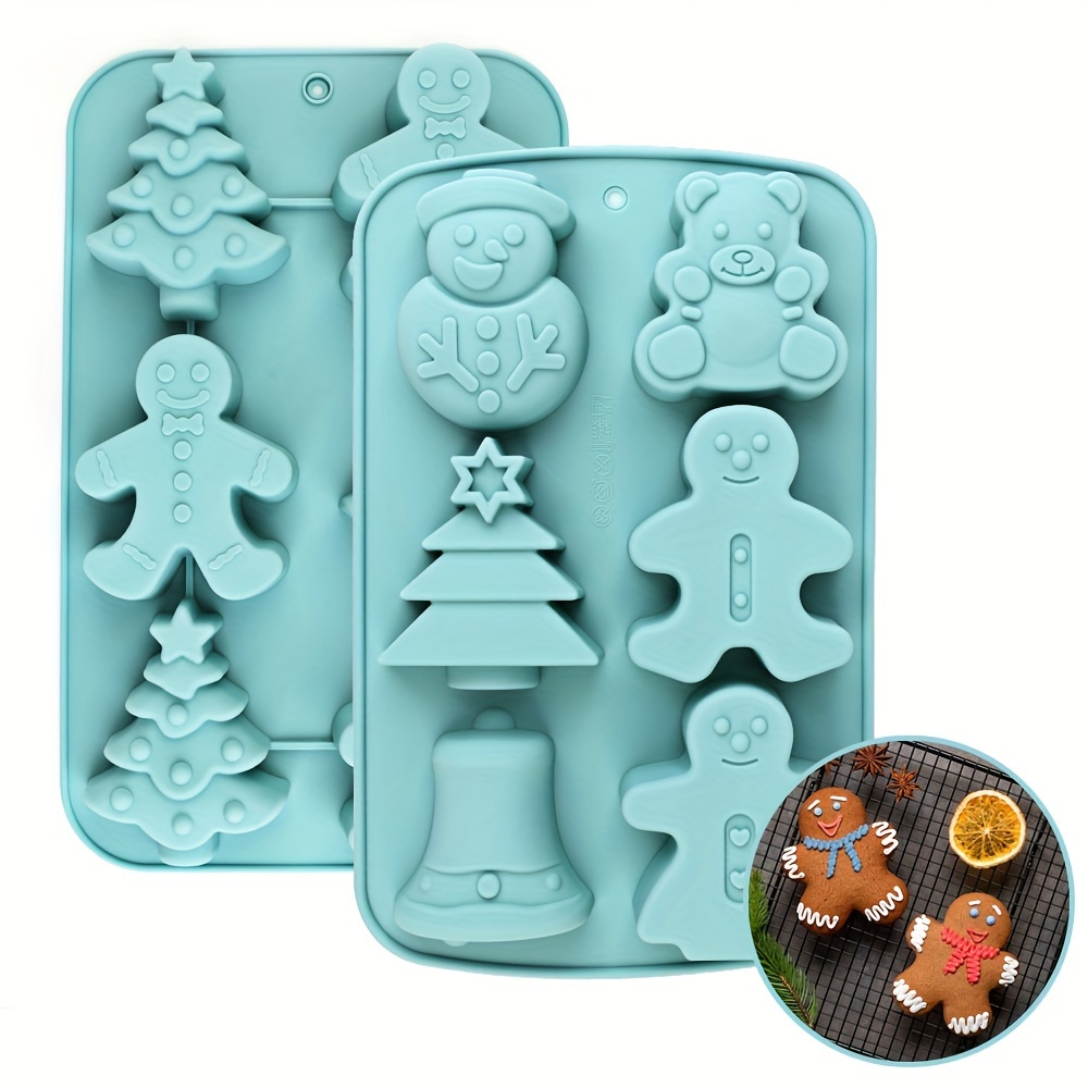 

Christmas Silicone Baking Mold - 6-cavity Christmas Tree & Gingerbread For Man Designs For Cakes, Desserts, , Chocolates, Soaps, And Candles