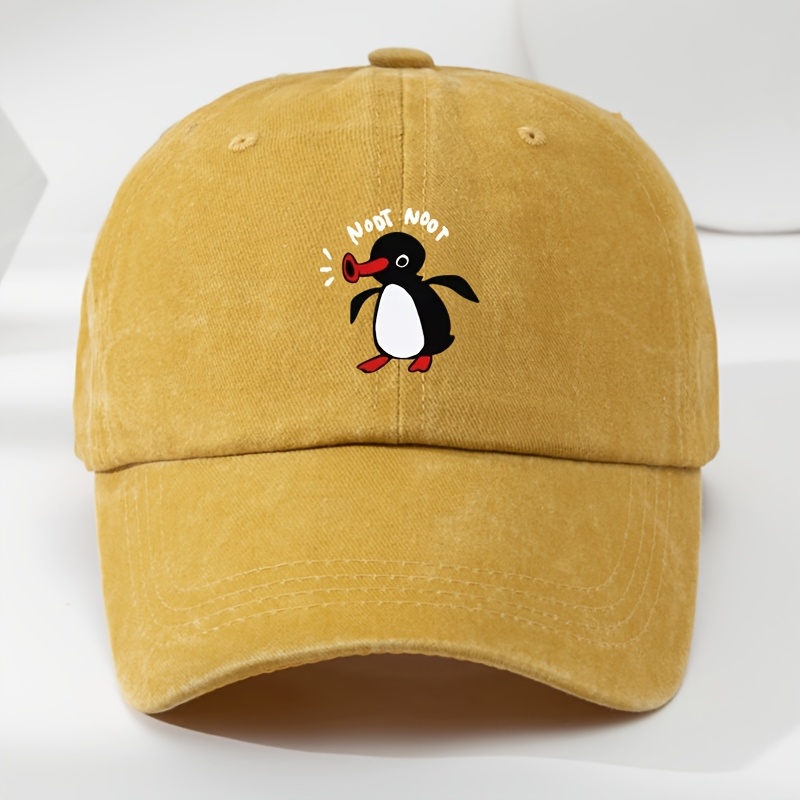 noot penguin   outdoor mens washed baseball cap vintage duckbill hat sports casual baseball cap yellow 0