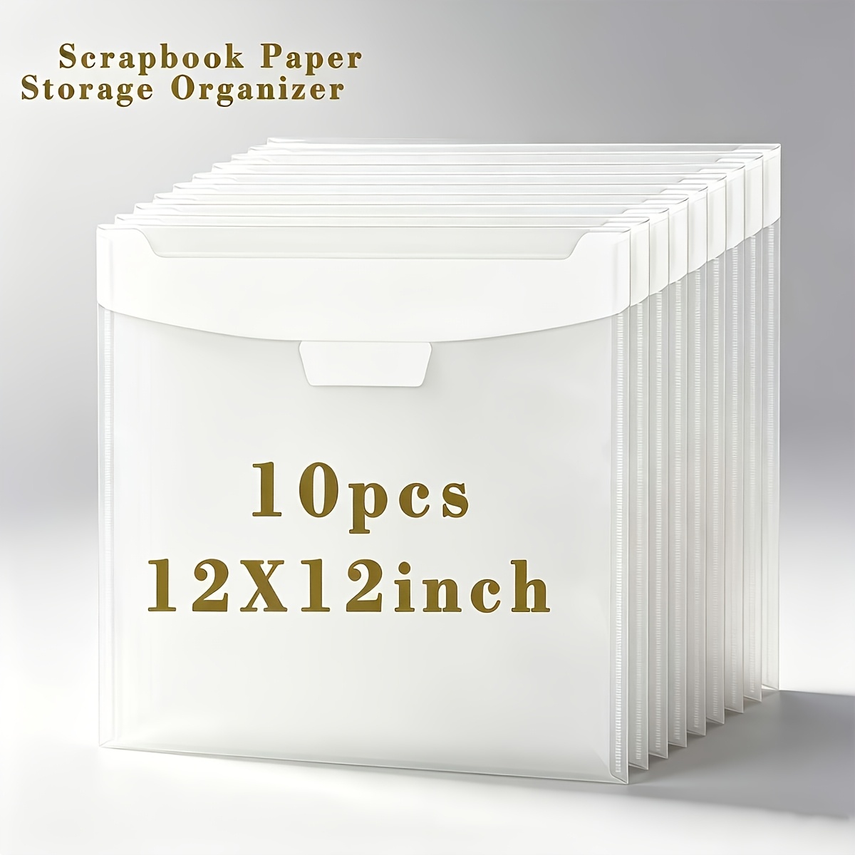 TEMU 10pcs Clear Flap-folder Storage Boxes Suitable For Scrapbook Paper, Vinyl, Cardstock & Photos - Pouches For Crafts, Office Supplies, Photo,