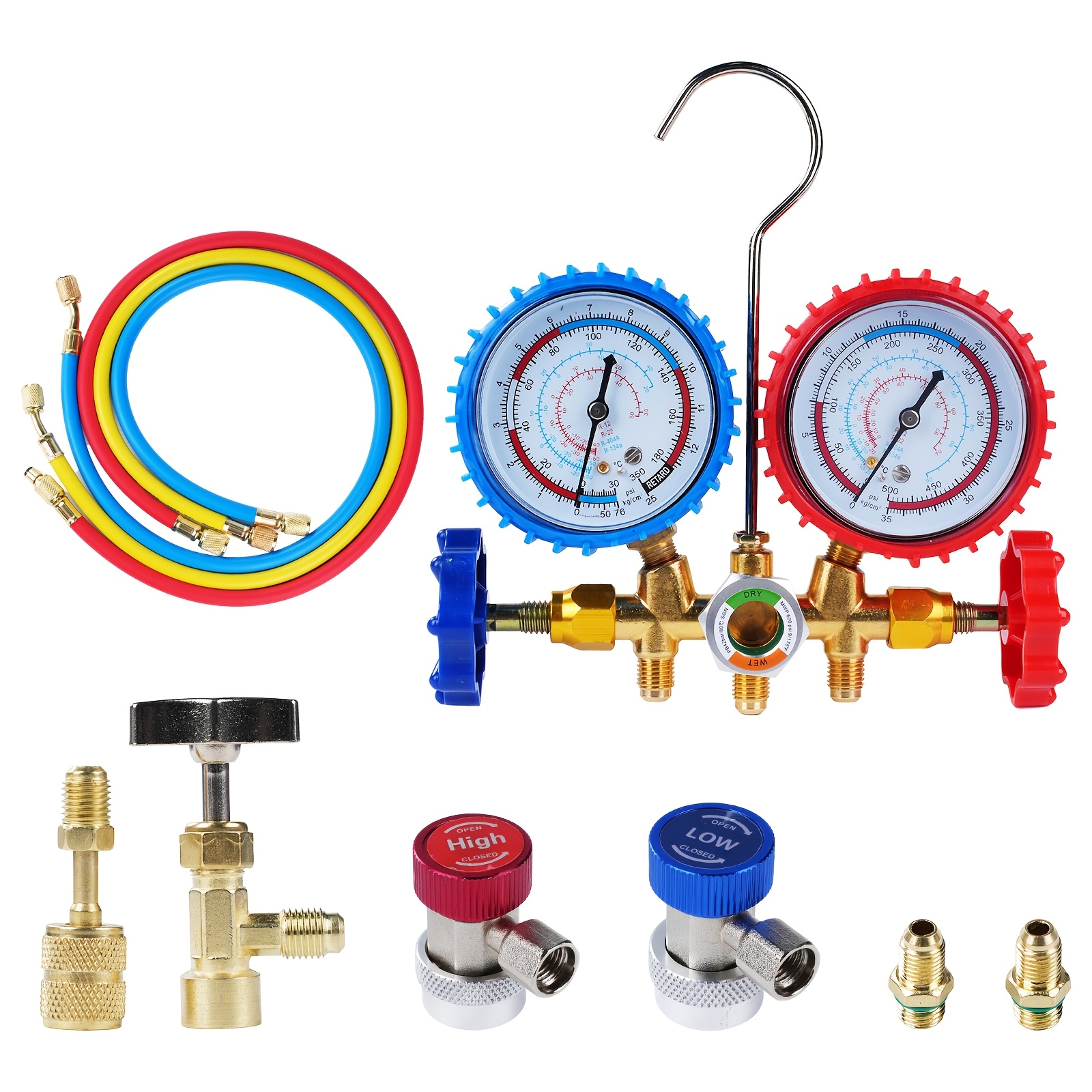 TEMU Air Condition Refrigeration Set, Air Conditioning Tool - Refrigerant Manifold Gauge Air Condition Refrigeration Set With Hose For R404a R12 R22 R134a