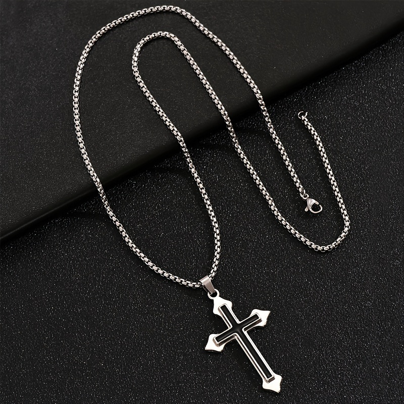 european and american cross border hot new mens   fashion black oil   cross necklace