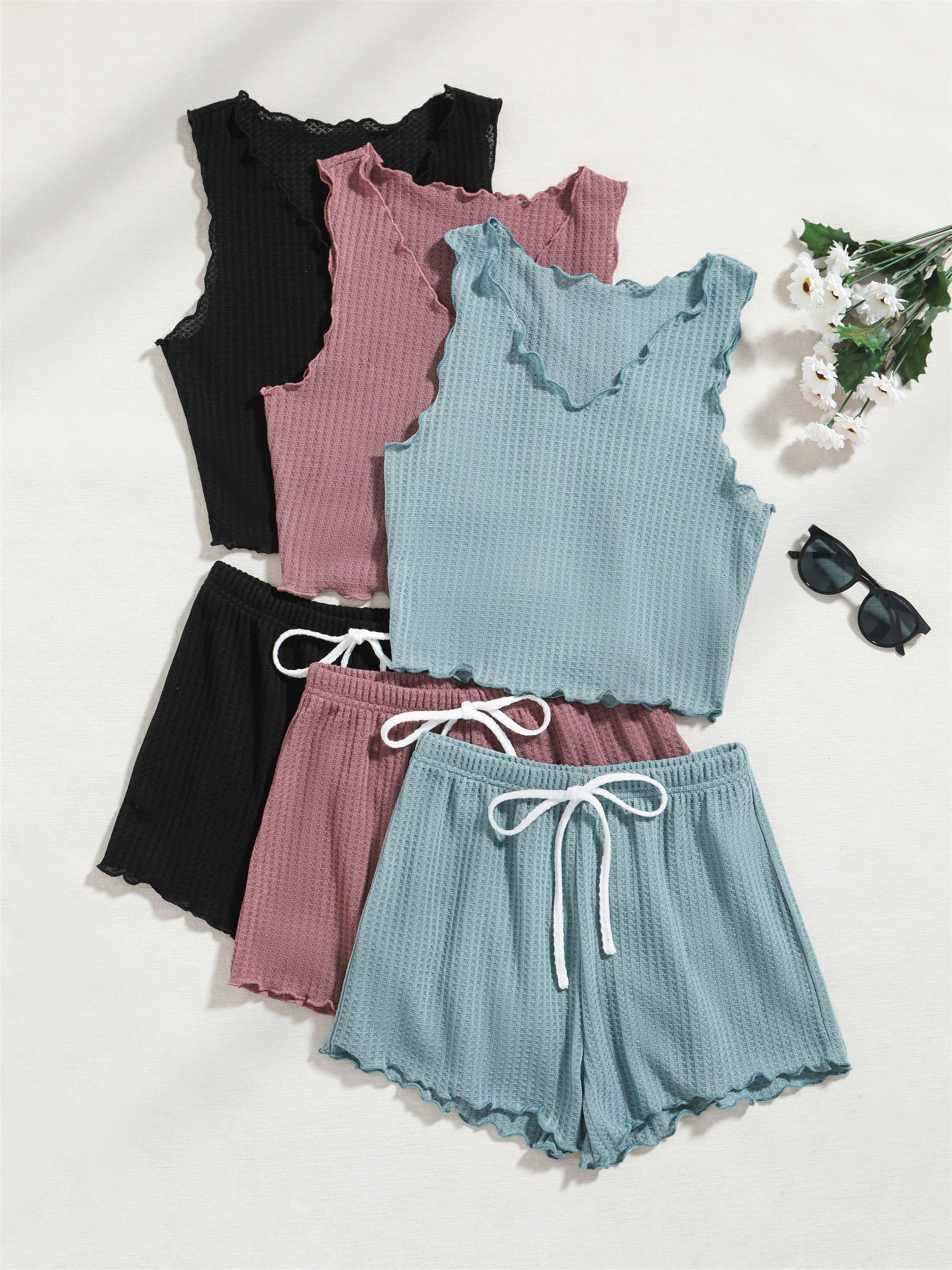 Casual Matching Two-piece Set, Short Sleeve Bodysuit & Solid Shorts  Outfits, Women's Clothing