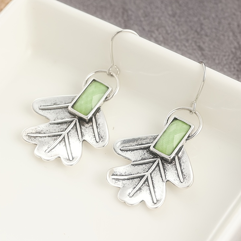 Women's Silvery Color Leaf Earrings, Boho Style