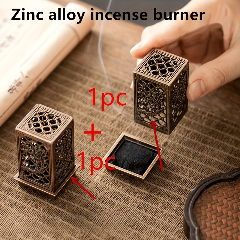 TEMU 1 Set Of 2 Traditional Chinese Incense Holder Set - Plum And Bird Shape Hollow-out Design, Alloy Zen Meditation Altar Decoration, Suitable For