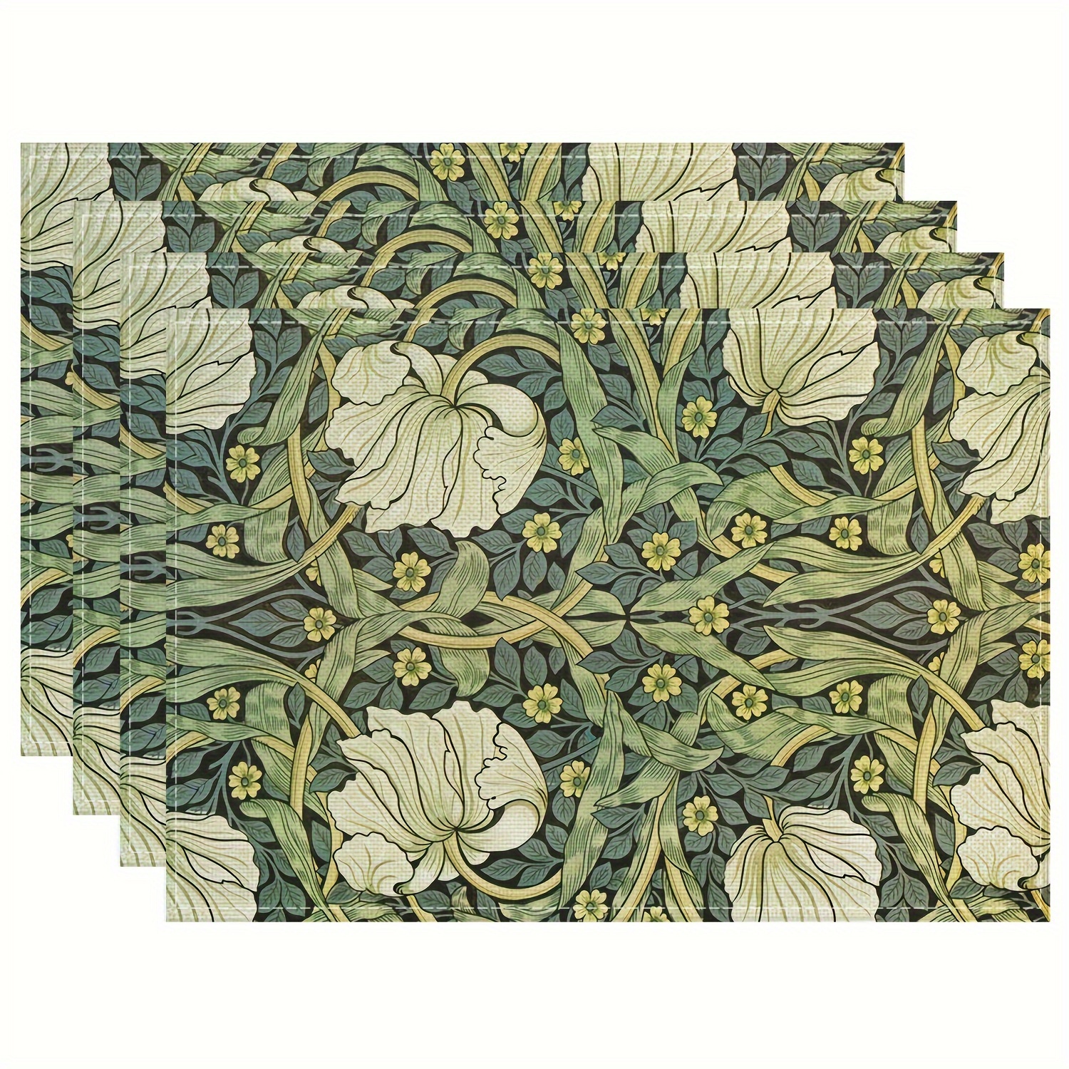 

4pcs Light Green Strange Flower 30*45cm Placemats