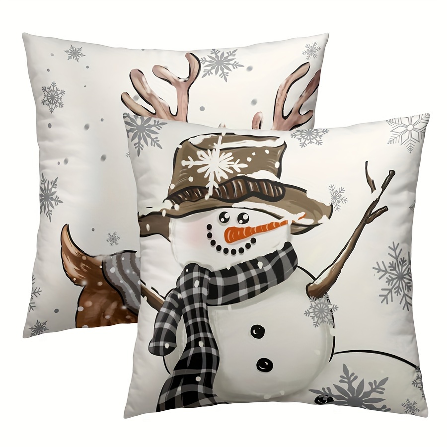 

- Snowman & Set, 2pcs, , , Zippered Polyester Pillowcases For , Sofa & Car Decor, 16x16 18x18