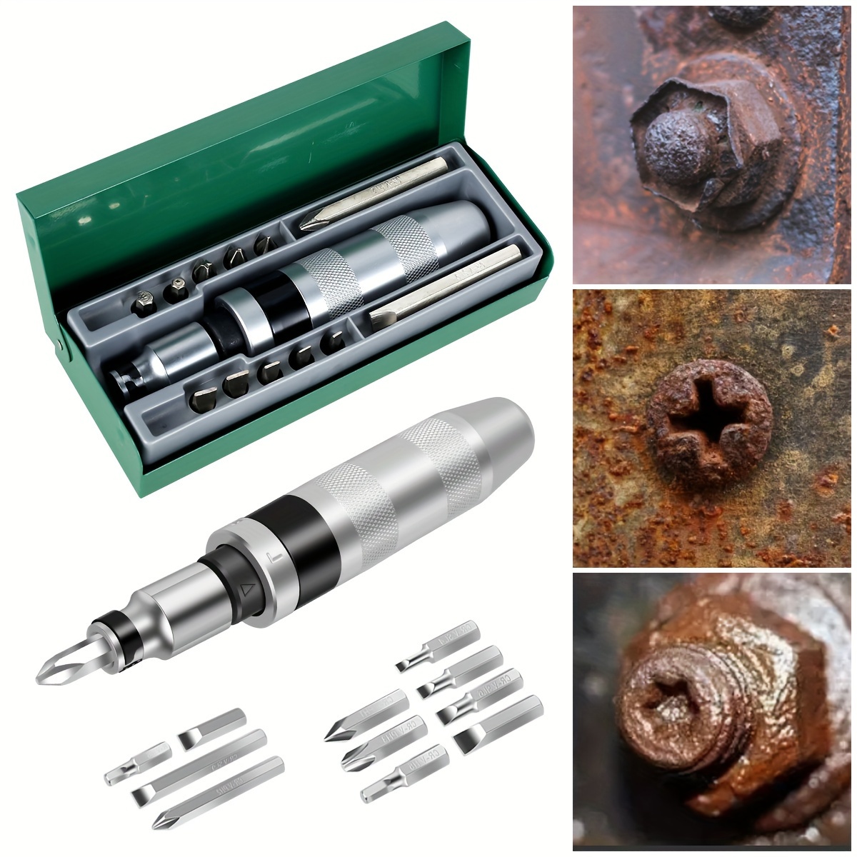 

13pcs/set Impact Screwdriver Bit Set With Case, Damaged Screw Extractor Kit, Multi-functional Screw Extractor, Repair Tool