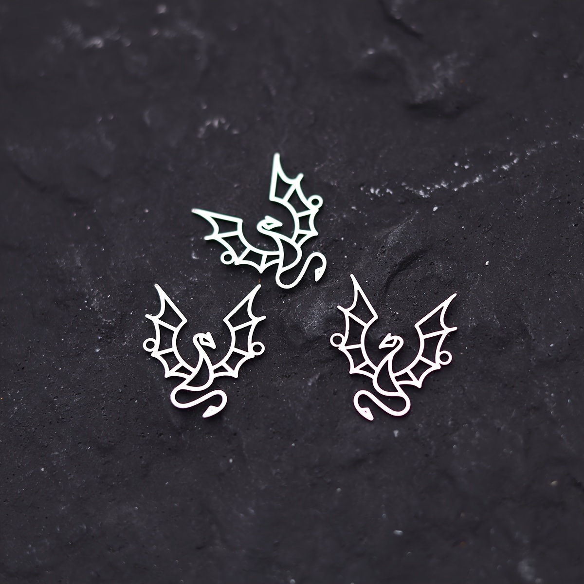 TEMU 3pcs Double Winged Hollow Dragon Stainless Steel Pendant Charm For Jewelry Making Handmade Earrings Necklace Women Bulk Accessories