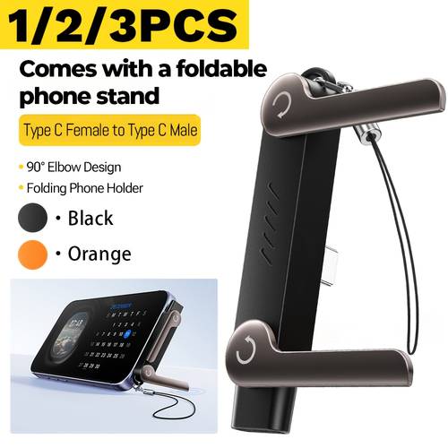 1/2/3 stück typ c auf usb-c adapter ladekonverter mit faltbarem handy-ständer halterung adapter faltbarer halter kabel schnellladung otg typ-c stecker auf usb-c buchse konverter c-c für huawei für oppo für phone 17 16 15pro max für pad für xiaomi