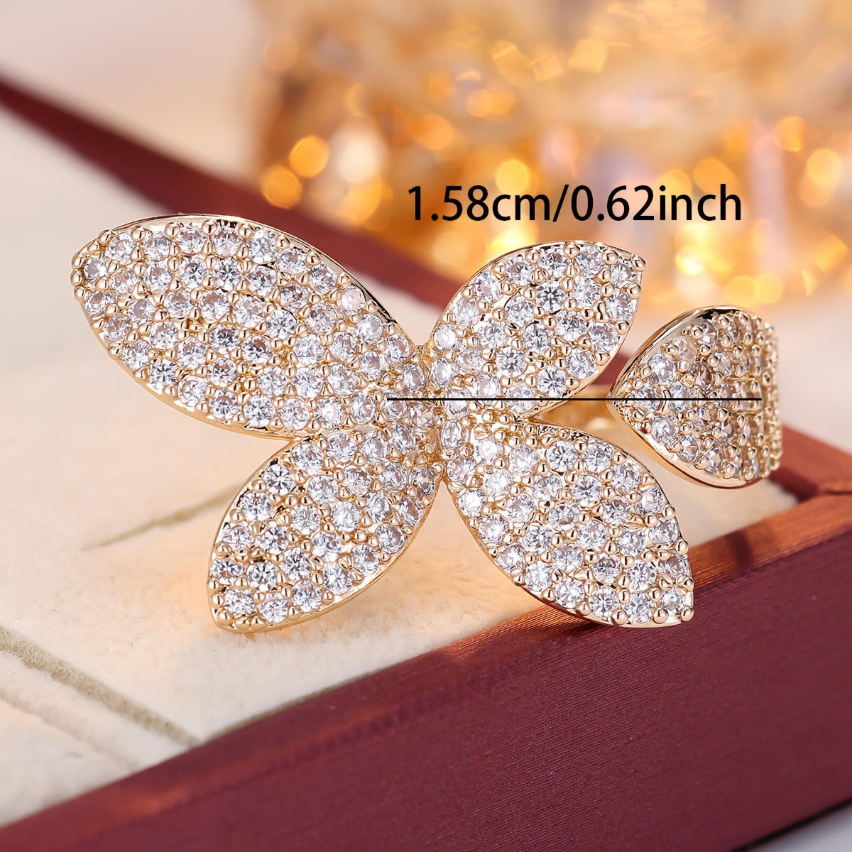 Open Ring Synthetic Zirconia Butterfly Wedding Banquet