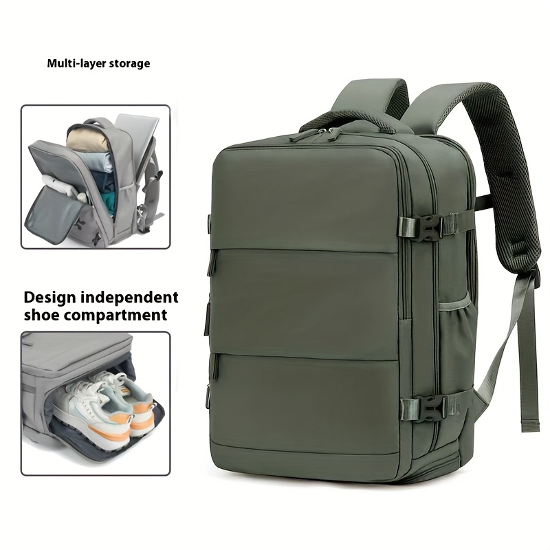 lightweight 40l airline approved travel backpack for 17 laptop compartment independent shoe storage adjustable straps multiple compartments durable polyester white travel luggage organized compartments professional luggage reinforced stitching college students Product details 11