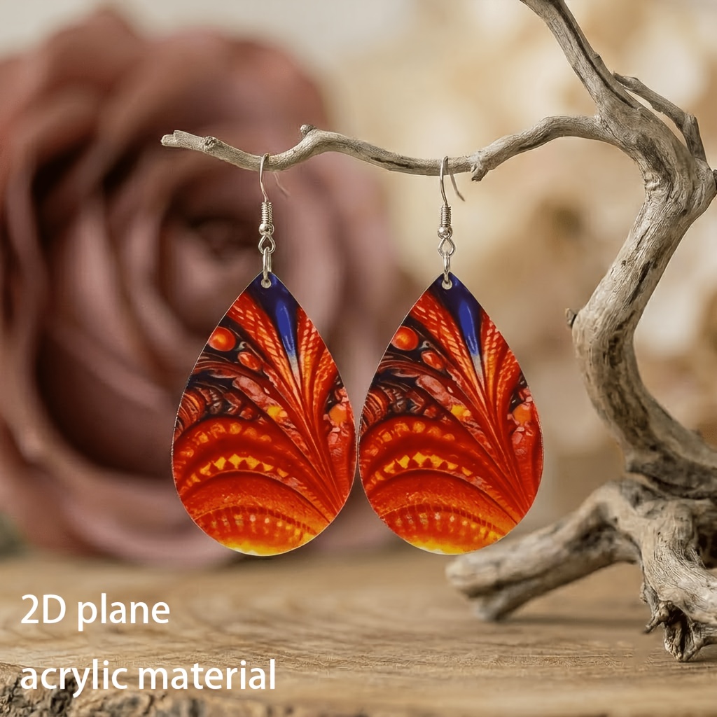 Bohemian Style Acrylic Teardrop Earrings for Women