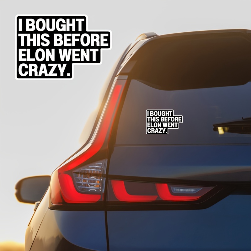 

Cartoon-themed Vinyl Decal Sticker - " This Before Elon Crazy" - Self-adhesive, Single Use, Matte , Irregular Shape For Car And Laptop, Left Side Placement