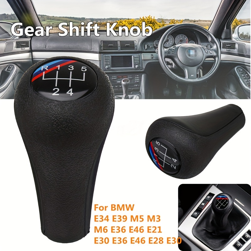 

Leather Gear Shift Knob For Bmw, 5- Manual Transmission, Compatible With E30, E36, E46, E34, E39, M3, M5, M6, Universal With M-colored