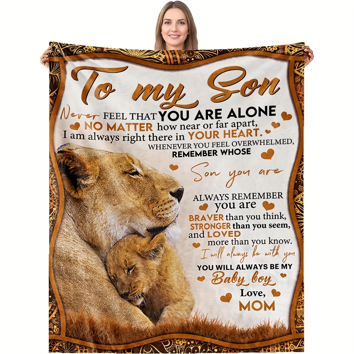 TEMU 1pc, Flannel Blanket For Son From Mom, Soft , Charming , Quote, Gift, Home Decor
