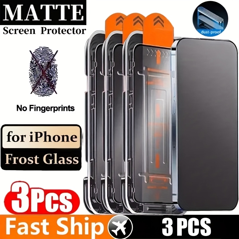 

3-pack Tempered Glass Screen Protector For Iphone 11/12/13/14/15/16 Pro Max, Matte Anti-fingerprint Coating, 3d Design, Full Coverage,