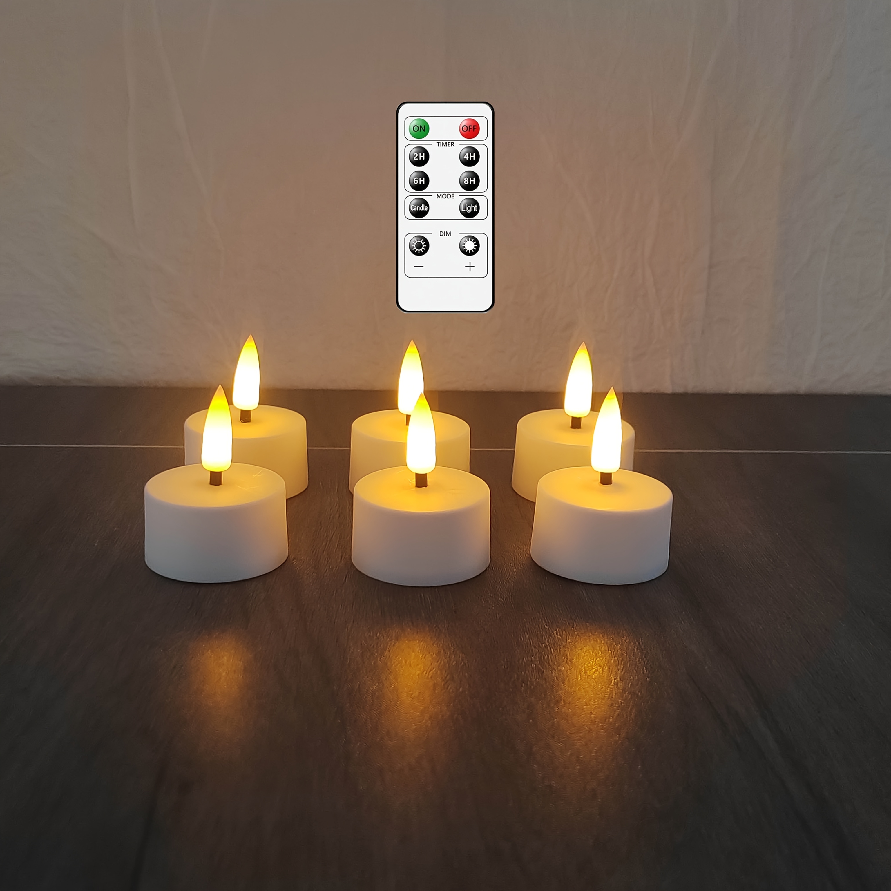 item picture 6pcs 12pcs 24pcs remote control led tea lights timer settings 2h 4h 6h 8h built in battery with up to 130 hours   electronic flameless remote control candles tea light wedding lights   lights suitable for birthday parties