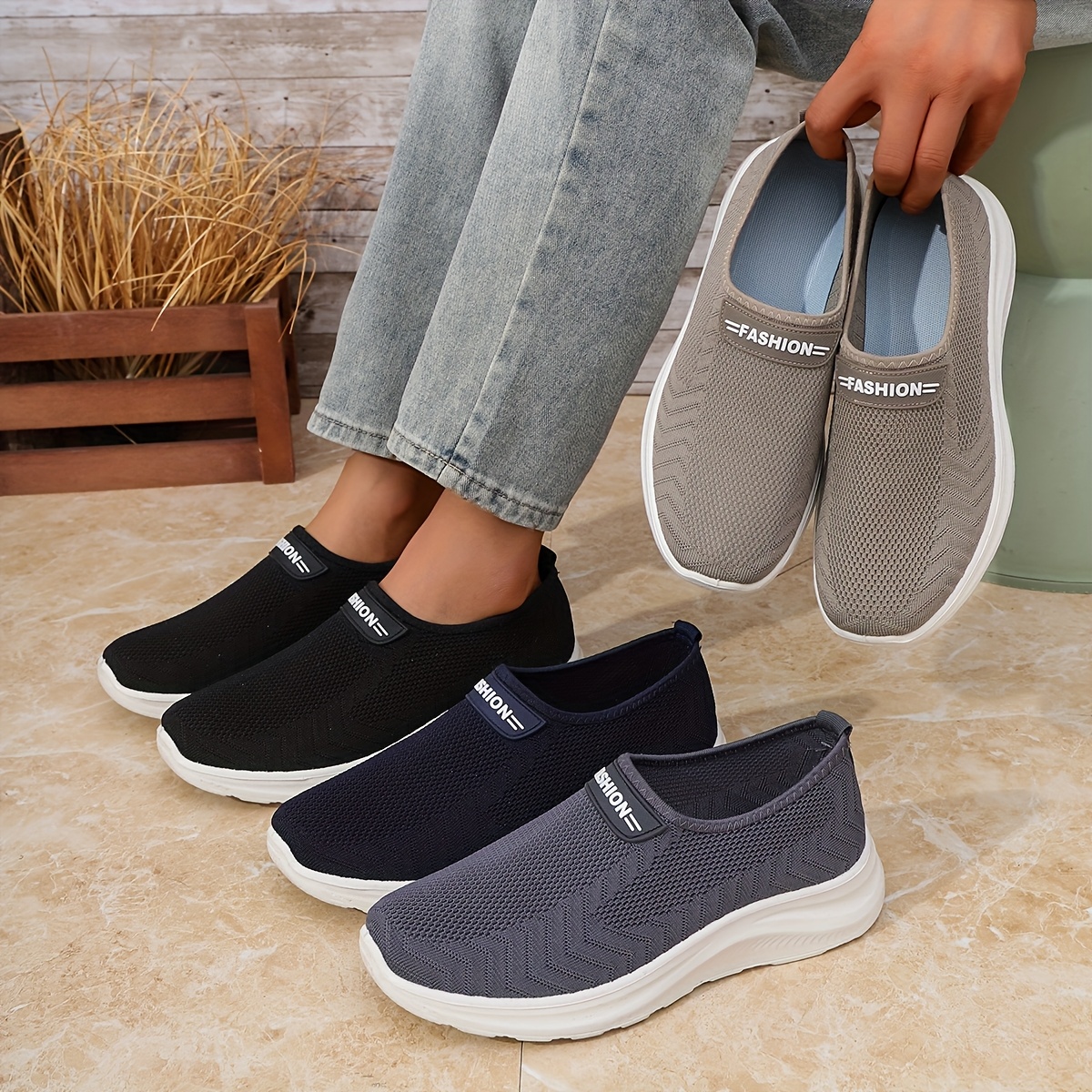 Zapatillas transpirables para hombre Zapatos para caminar con para  exteriores y viajes Zapatos deportivos de malla para