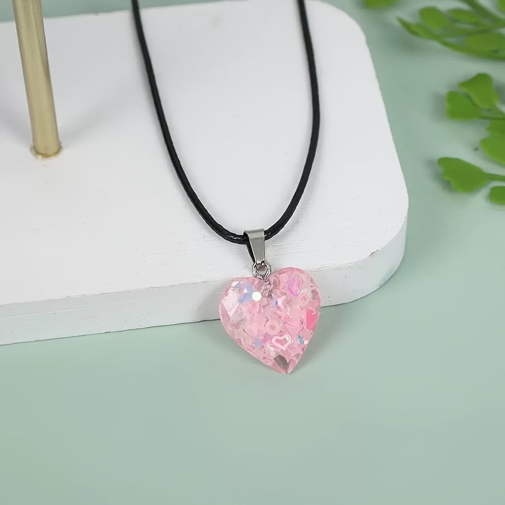 12pcs Natural Fluorescent Resin Pendant Heart Shaped for Jewelry Making