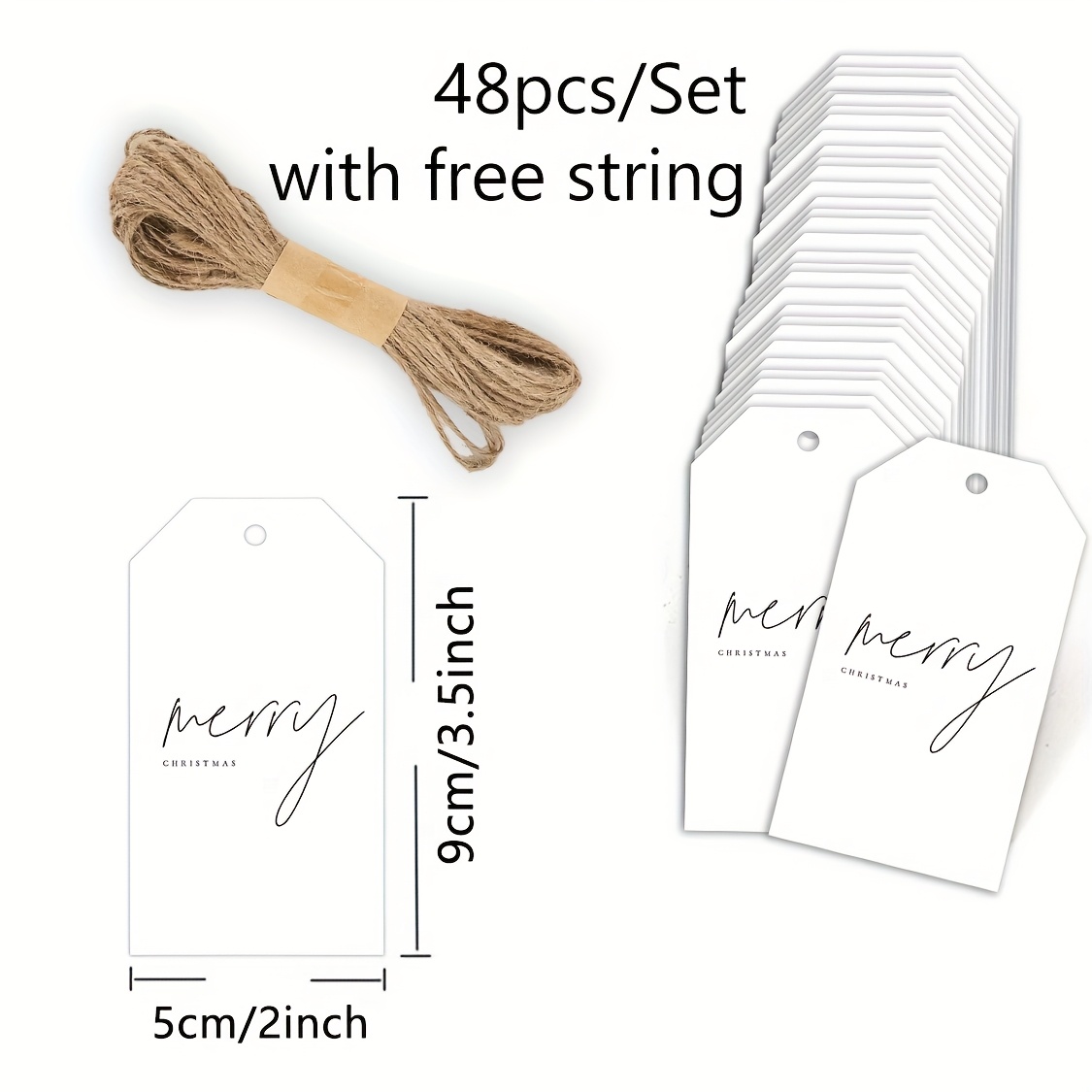 Image of 48pcs, Merry Christmas Text, Christmas Favor Tags Holiday Gift Tags Merry Christmas Holiday Tags Holiday