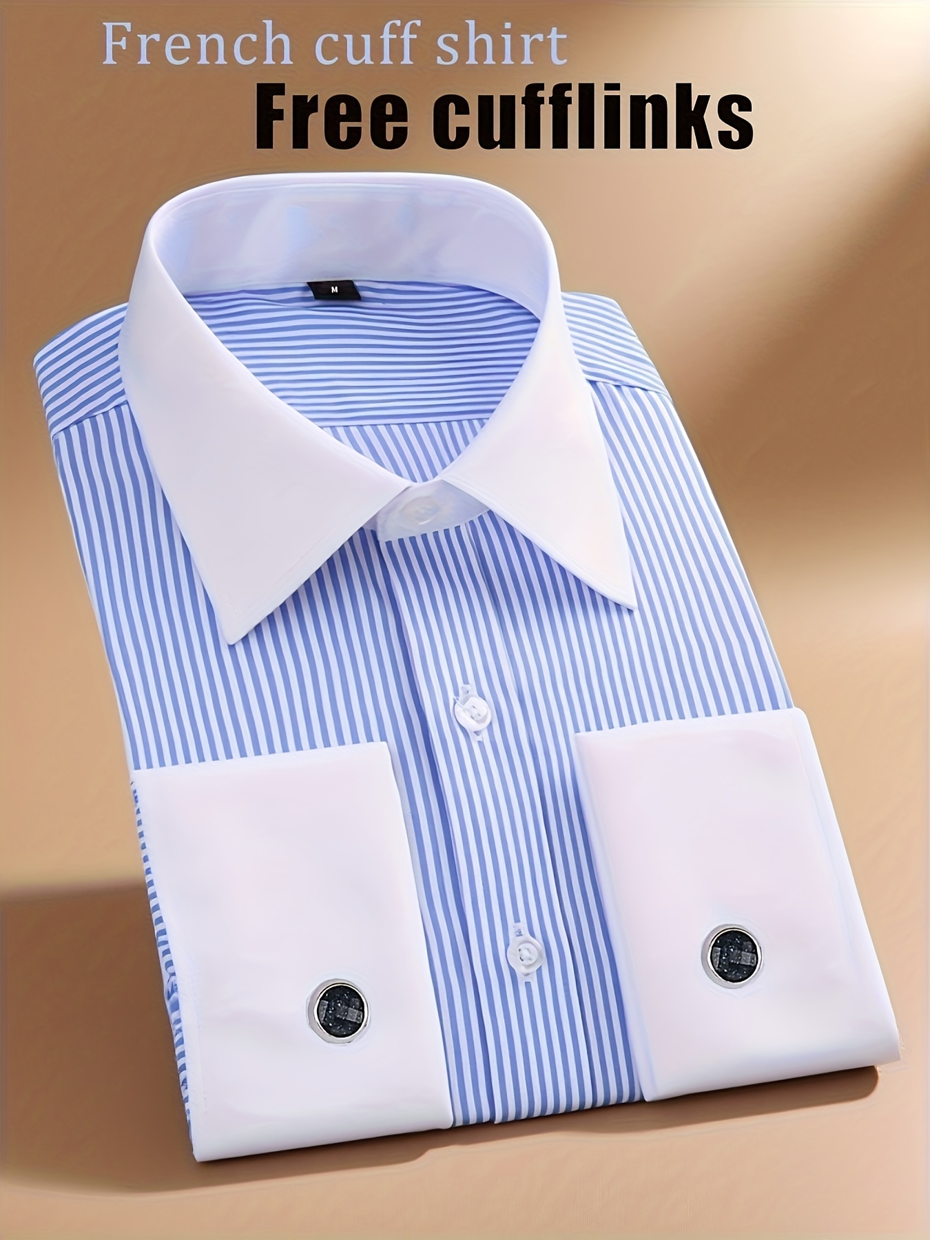 item picture mens long sleeve casual dress shirt with french cuffs   a complimentary cufflinks set a luxurious formal shirt for weddings and elegant business attire