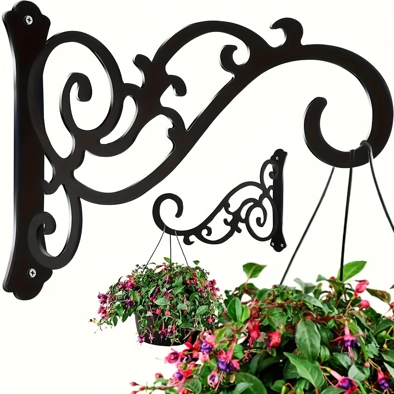 

2pcs Decorative Iron Wall Hooks For Plants, Lanterns & Wind Chimes - Easy Install Metal Hanging Brackets For Indoor/outdoor Home Decor