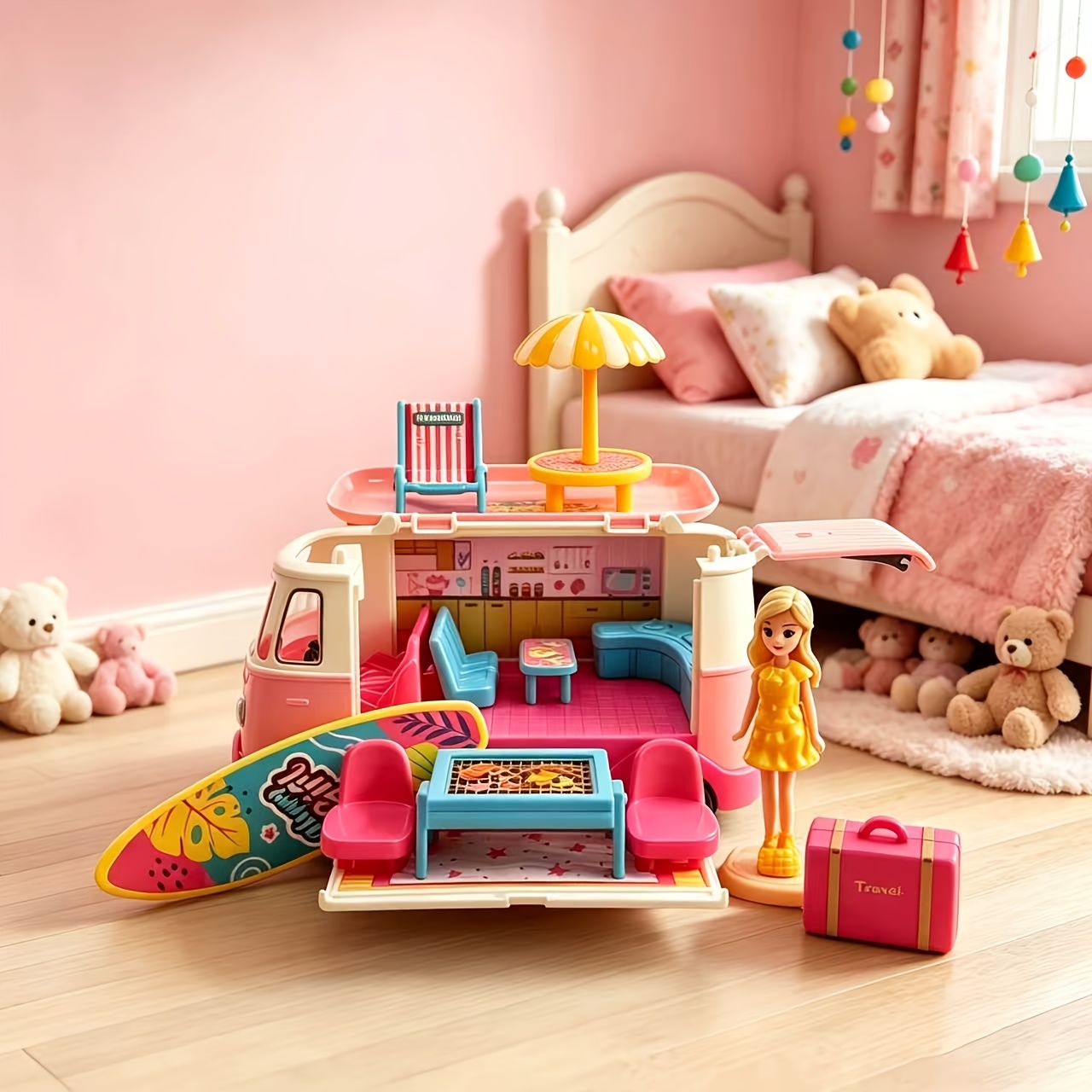 TEMU Bunny Doll Car Toy-portable Doll House, Girls Party Gift Toys-girls Christmas Gift Easter Gift