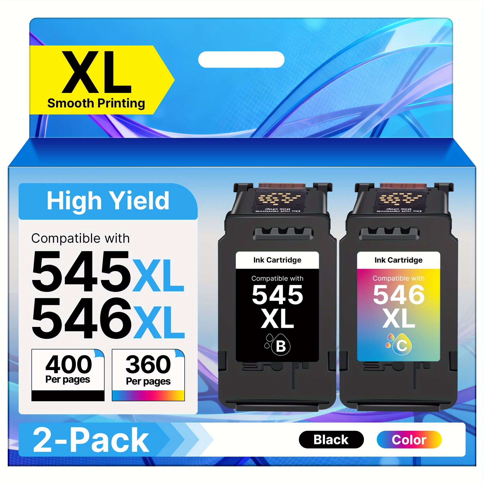 Image of Pg-545 Cl-546 Remanufactured Ink Cartridges For 545 546 For Mg2950 Mg2550 Mg2550s Ts3150 Ts3350 Ts3351 Ts3450 Ts3452 Tr4550 Tr4551 Tr4650 Mx495 (, 2-pack)