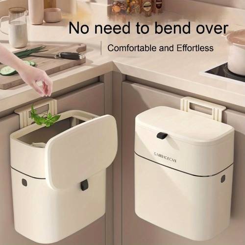 9l large capacity under cabinet hanging trash can household kitchen cabinet door mounted bin with lid ultra thin garbage bin for living room bathroom kitchen bedroom office halloween christmas wall mounted decorative trash can new year gift