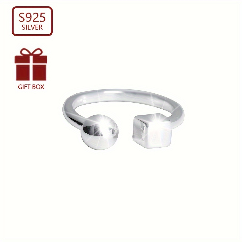 

Bague Ouverte Géométrique En Argent 925, , Ajustable Les Doigts,