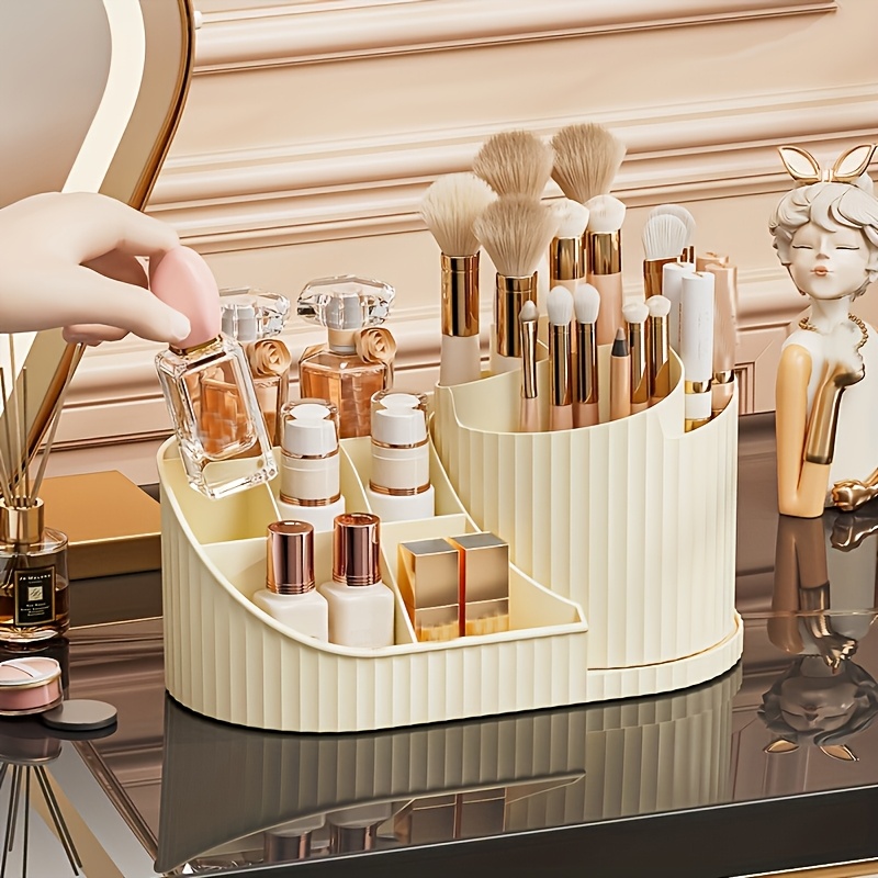 360° rotating makeup organizer and desk caddy – durable plastic storage for brushes, lipsticks, skincare products, stationery – space-saving,   design with elegant   Product details 1