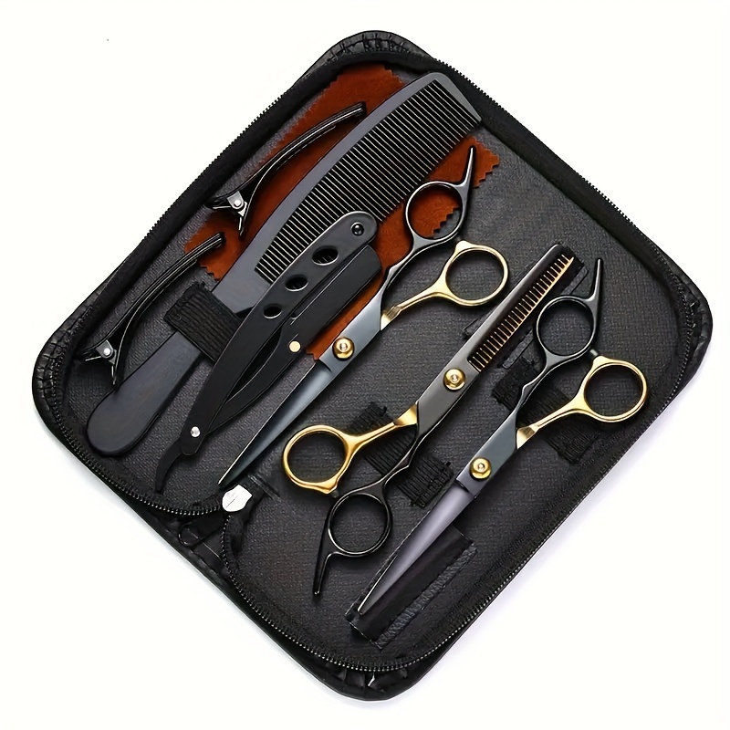 

9pcs Hairdressing Scissors Set, 6-inch Professional Barber Scissors, Texturizing Shears, Stainless Steel, -adult, Right-handed, For Salon/ Home Use, Suitable For Normal And Relaxed Hair Types