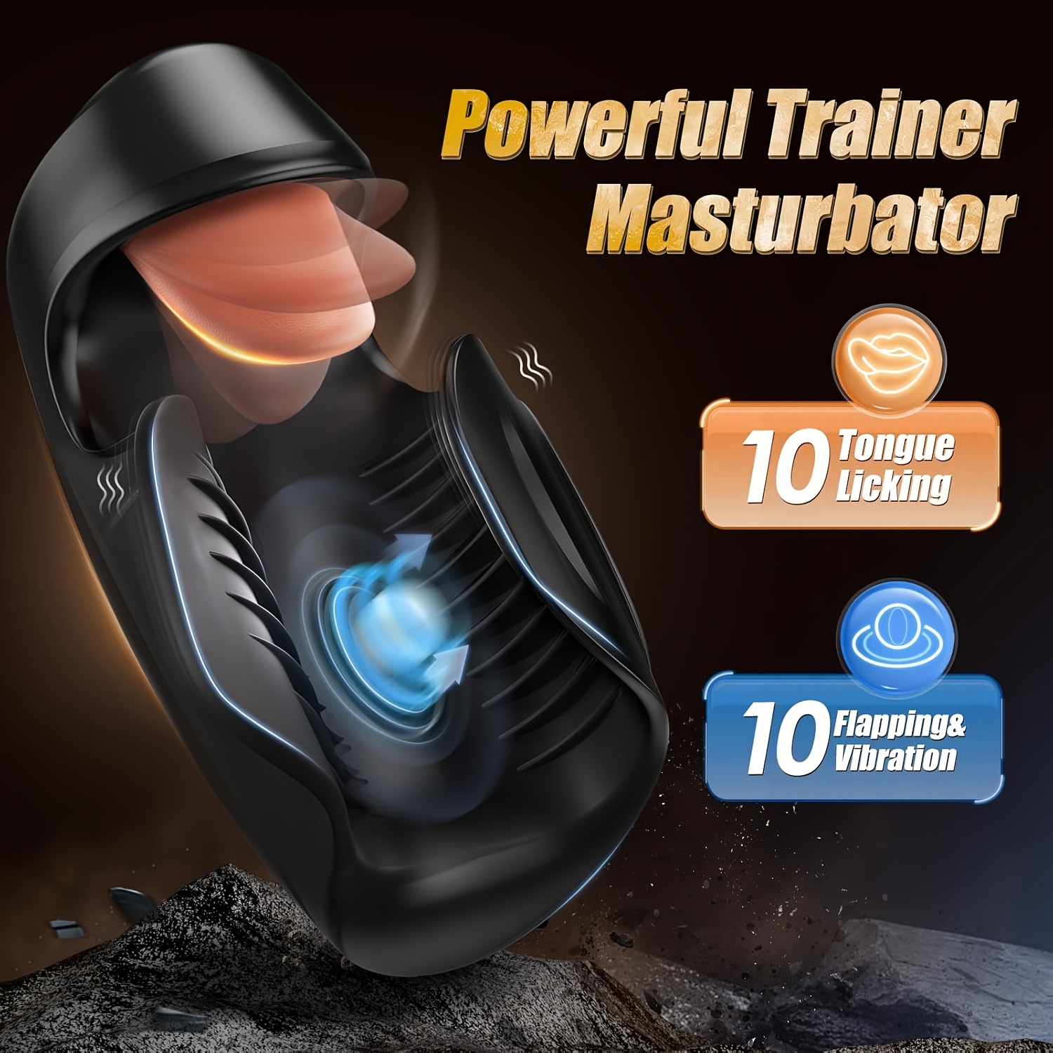 1pc Male Adult Toys for Men - Male Masturbator Penis Training Vibrator, 10 Tongue-Licking & Tapping & Vibrating Adult Toy Male Stroker Trainer, Mens Sex Machine Masturbators Adult Toys & Game