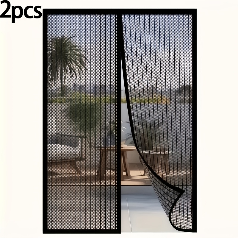 2 cortinas magnéticas de mosquitera para puerta - malla resistente a prueba de insectos con tecnología de autosellado,   instalación sin herramientas, kit de reparación incorporado, uso en    ,   para dormitorio,  