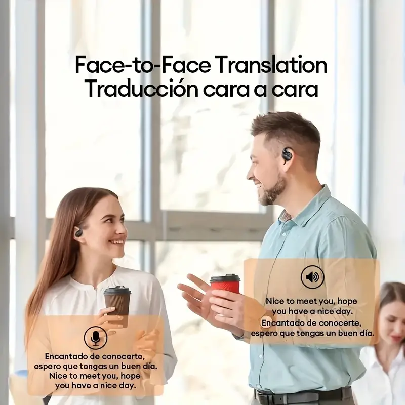 2025 new 144 languages ai real time translation headphones lcd lightweight ows hanging earphones smart camera flashlight lighting long suitable for business travel meetings social communication work study etc Product details 2